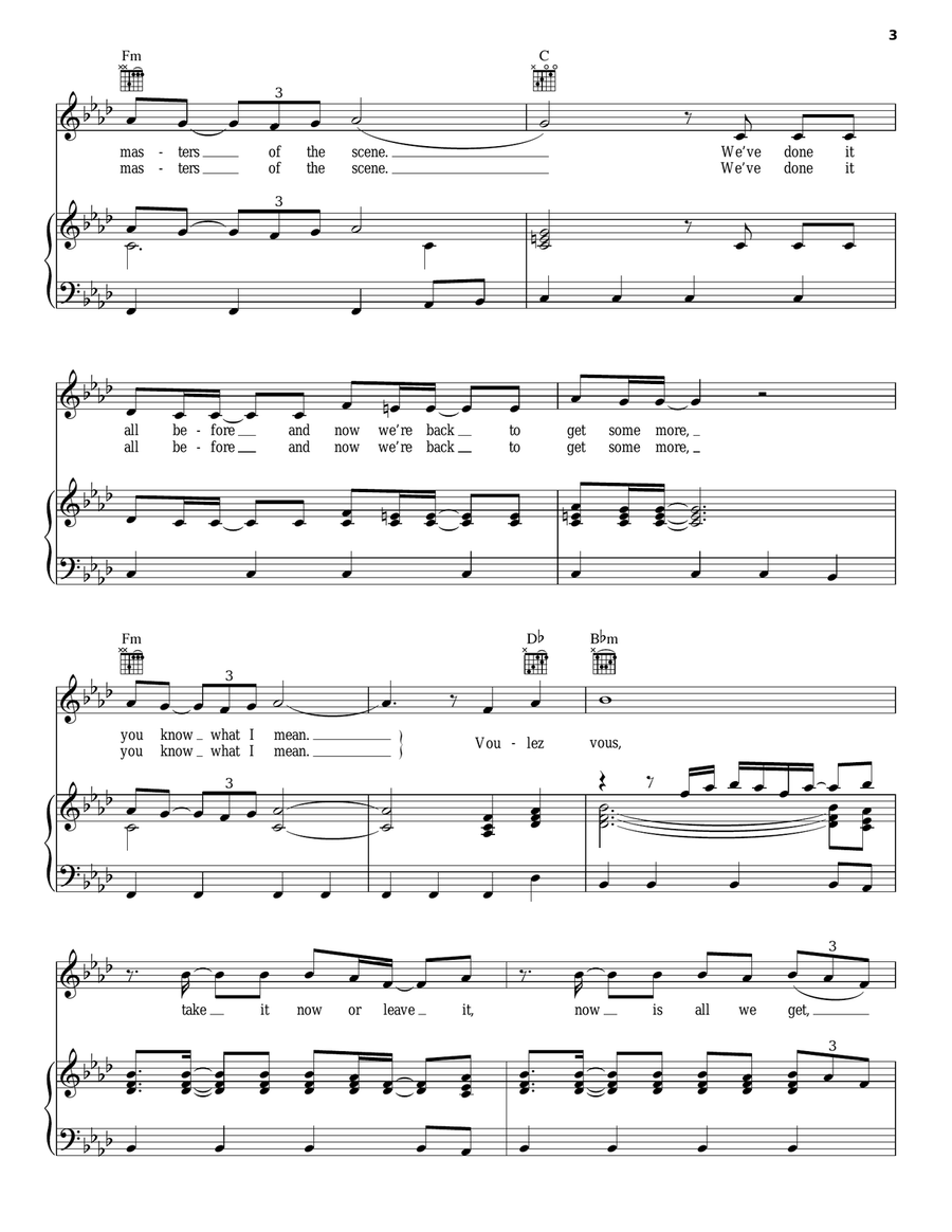 Voulez Vous Piano, Vocal, Guitar scores gallery preview page 3