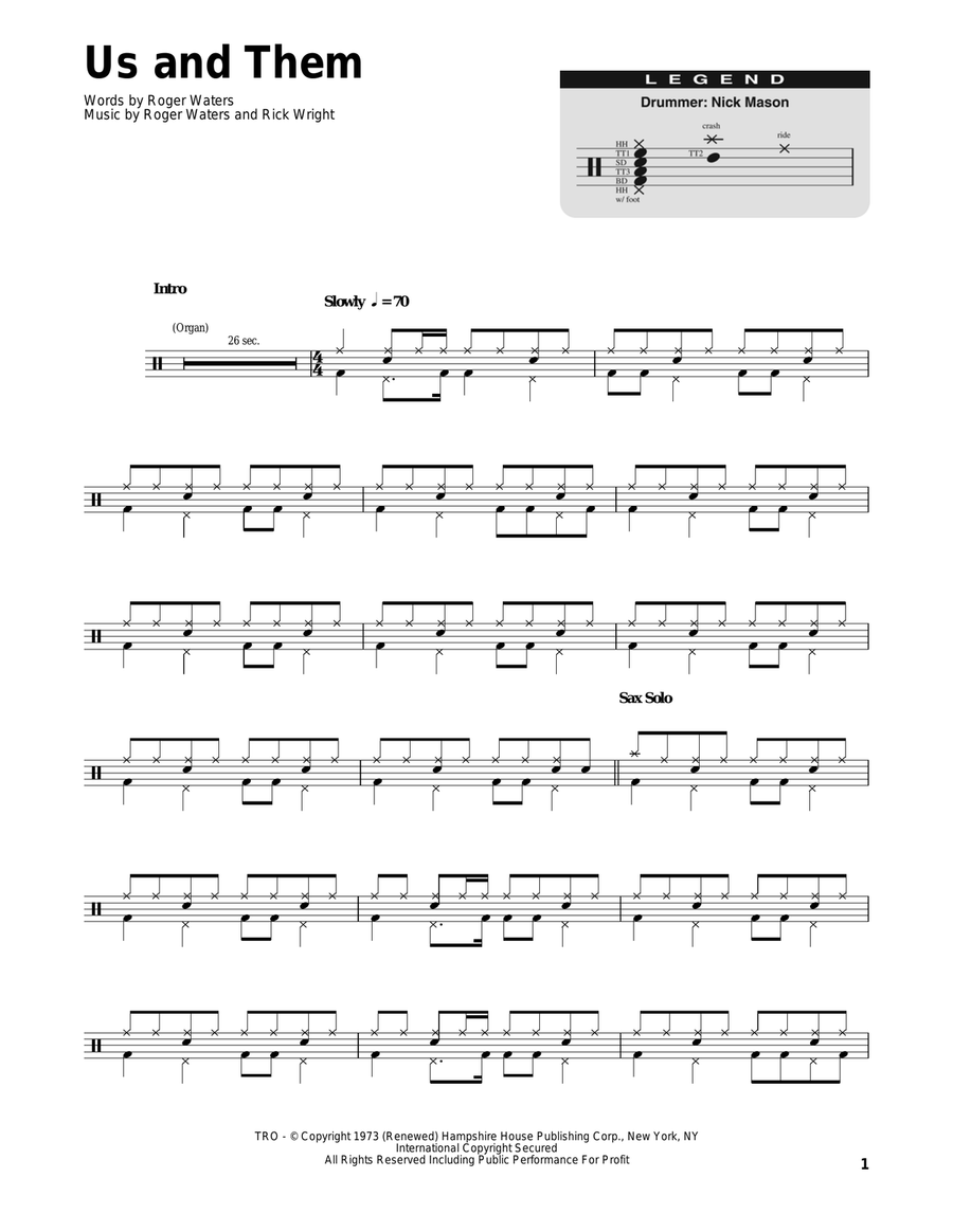 Us And Them Drum Set scores gallery preview page 1