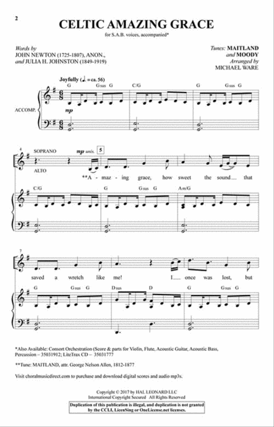 Celtic Amazing Grace Celtic Amazing Grace 3-Part scores gallery preview page 2