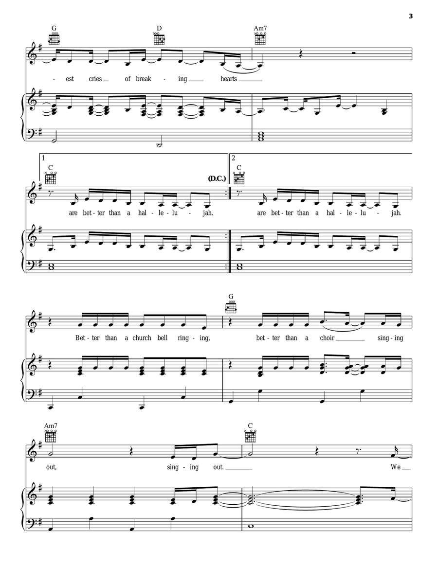 Better Than A Hallelujah Better Than A Hallelujah Piano, Vocal, Guitar scores gallery preview page 3
