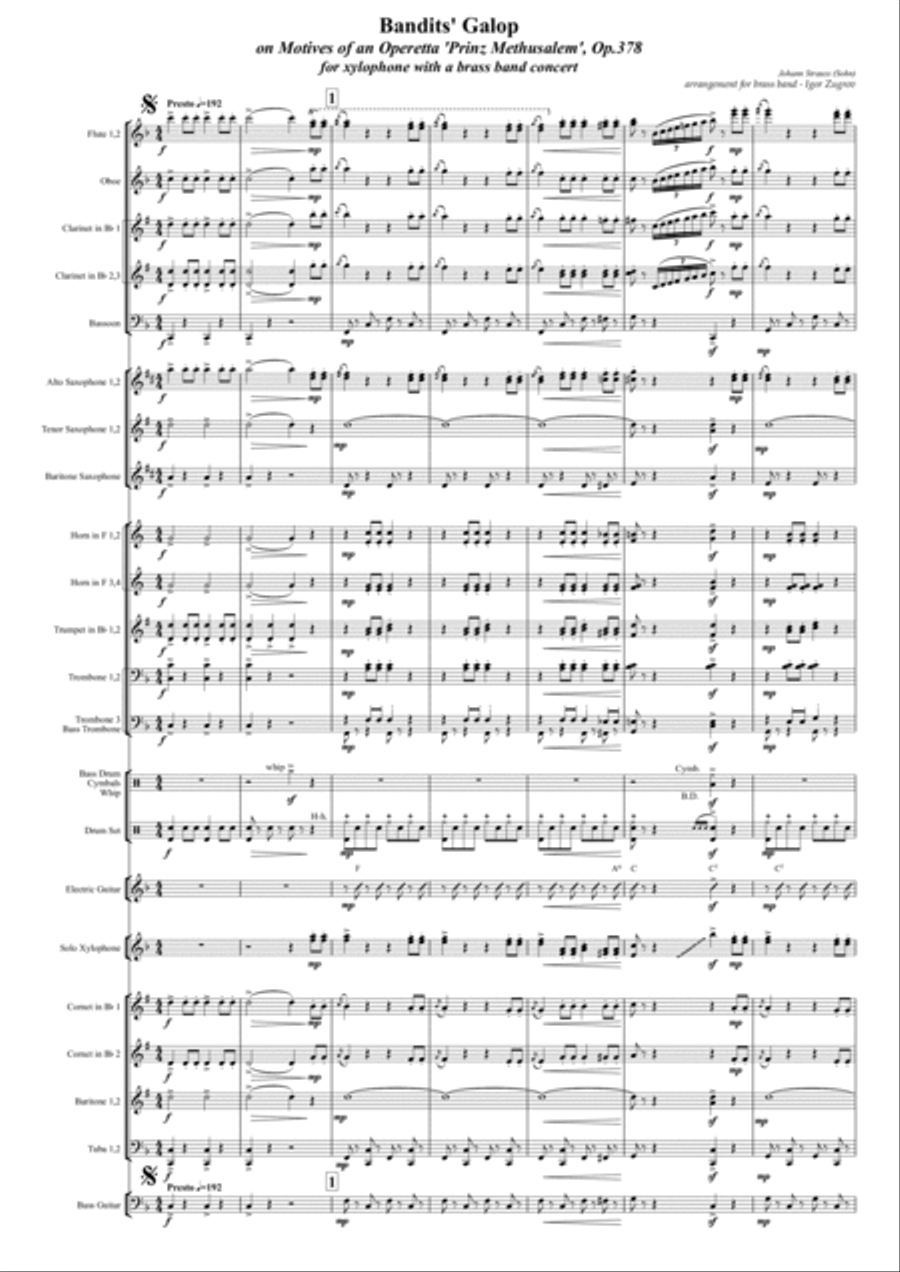 Bandits' Galop on Motives of an Operetta 'Prinz Methusalem', Op.378, for xylophone with a brass band Brass Band scores gallery preview page 2
