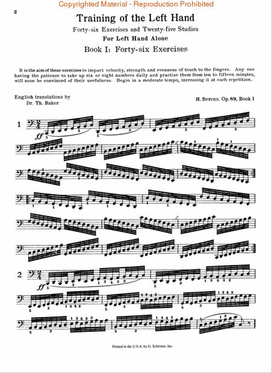 Training of the Left Hand, Op. 89 Piano Method scores gallery preview page 2