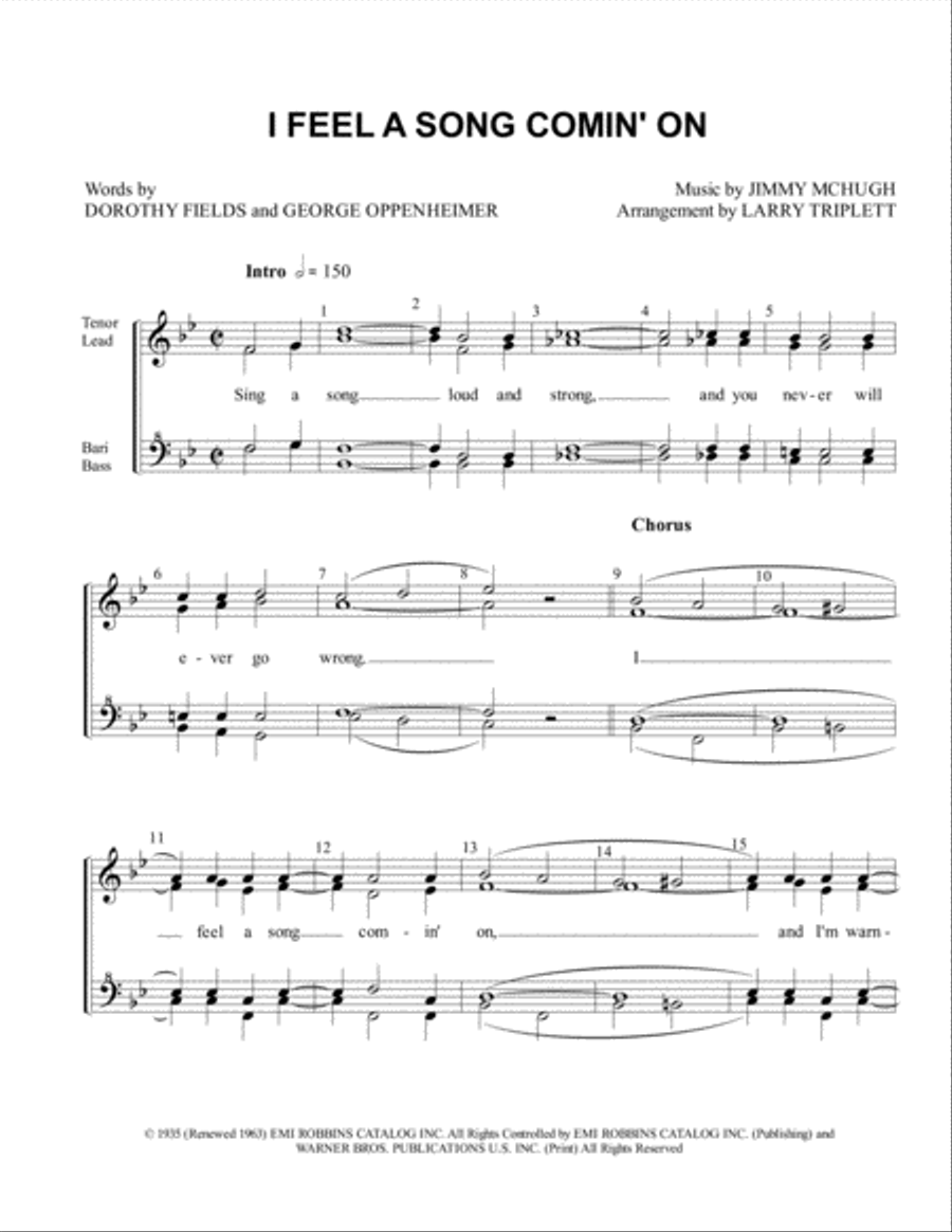 I Feel A Song Comin' On SSAA scores gallery preview page 1