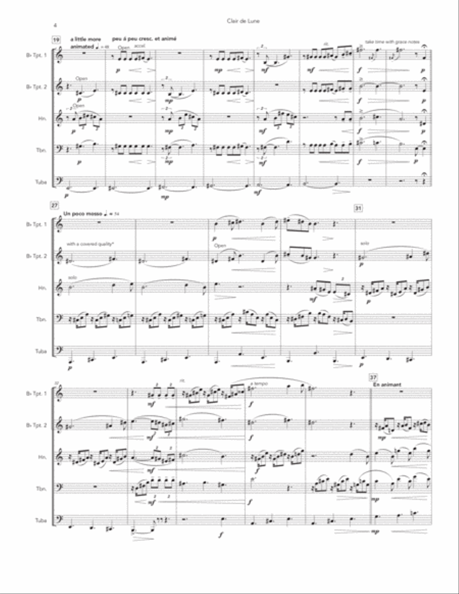 Clair de Lune for Brass Quintet Brass Quintet scores gallery preview page 4