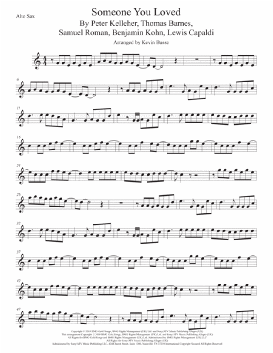 Someone You Loved Alto Saxophone scores gallery preview page 1