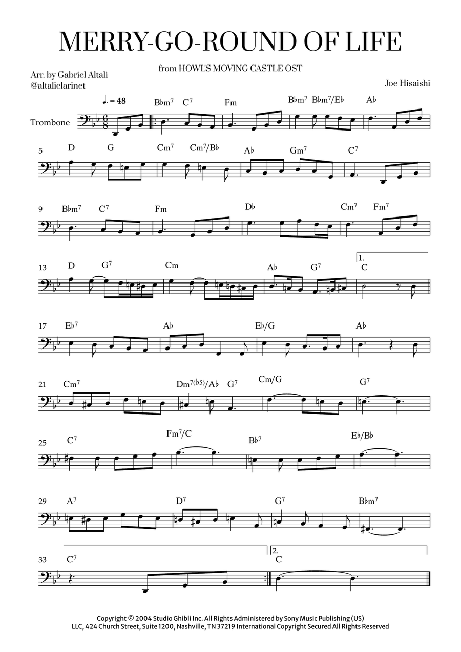 Merry go round of life accordion sheet music 2025