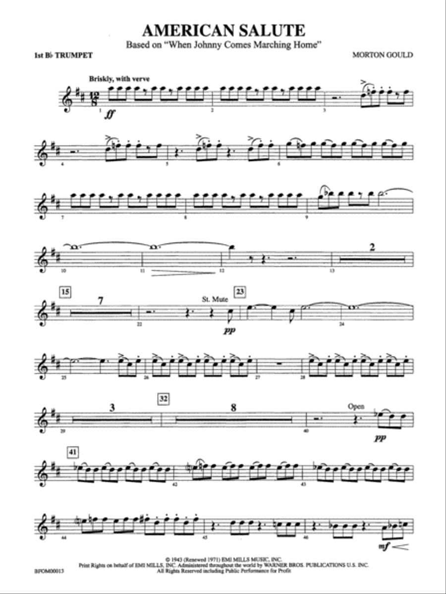 American Salute: 1st B-flat Trumpet Full Orchestra scores gallery preview page 1