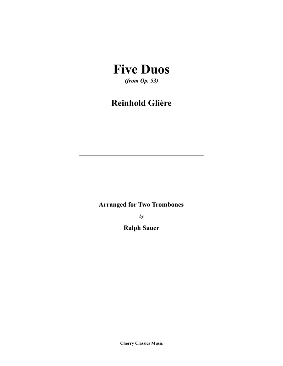 Five Duos from Op. 53 for Two Trombones Trombone Duet scores gallery preview page 1