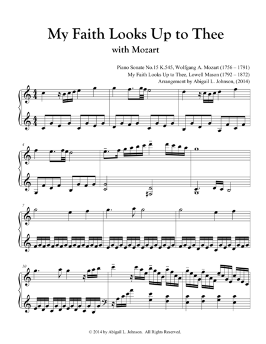 My Faith Looks Up to Thee with Mozart Piano Solo scores gallery preview page 1