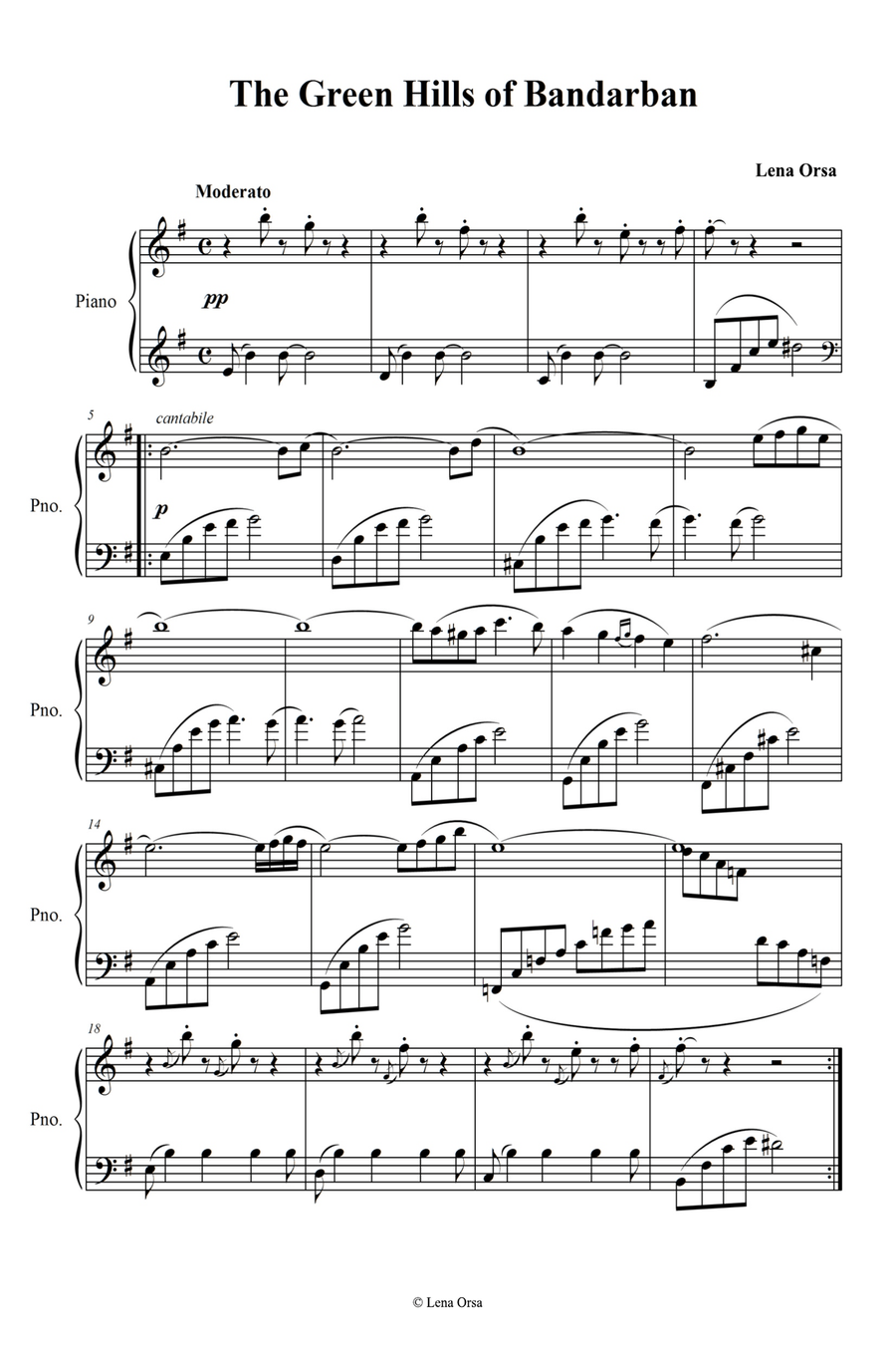The Green Hills of Bandarban for piano Voice scores gallery preview page 2