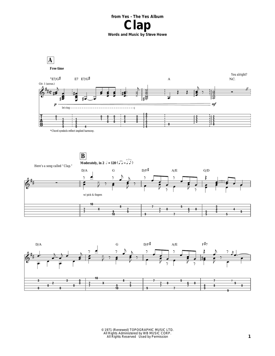 The Clap Acoustic Guitar scores gallery preview page 1