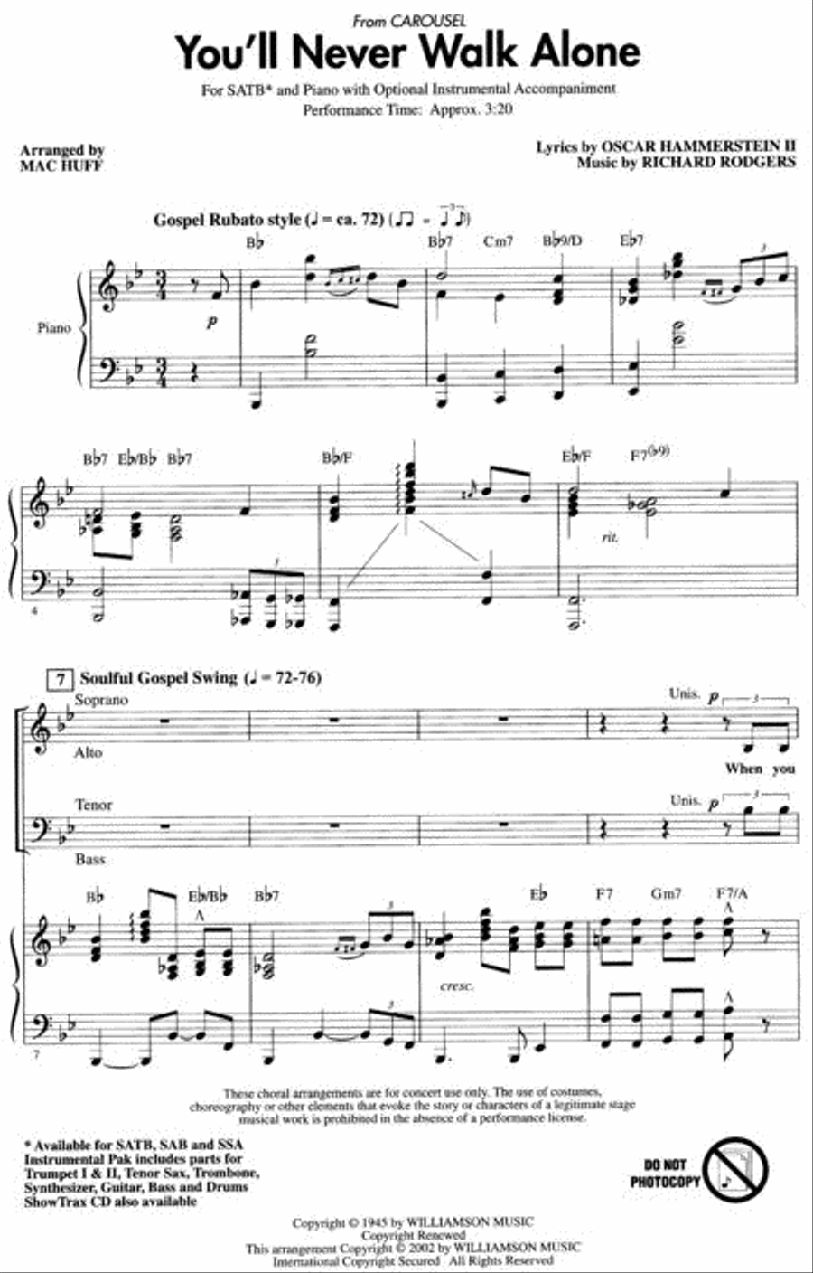You'll Never Walk Alone 4-Part scores gallery preview page 3