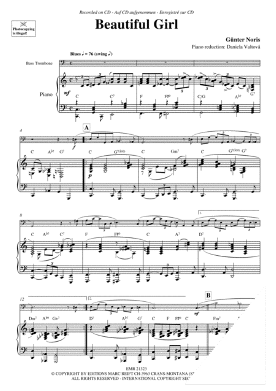 Beautiful Girl Bass Trombone scores gallery preview page 4