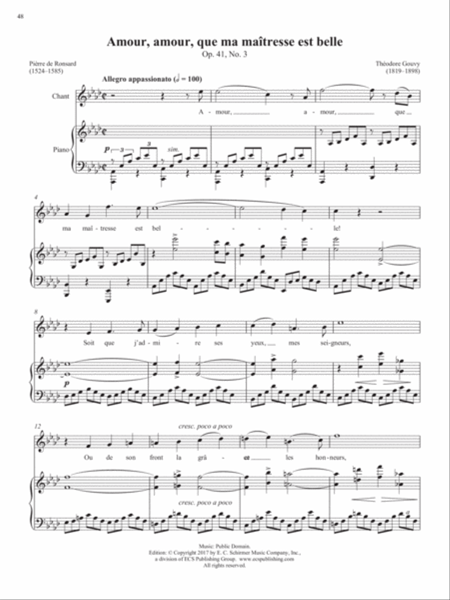 Op. 41, No. 3: Amour, amour, que ma ma√Ætresse est belle from Songs of Gouvy, V1 Piano Accompaniment scores gallery preview page 2