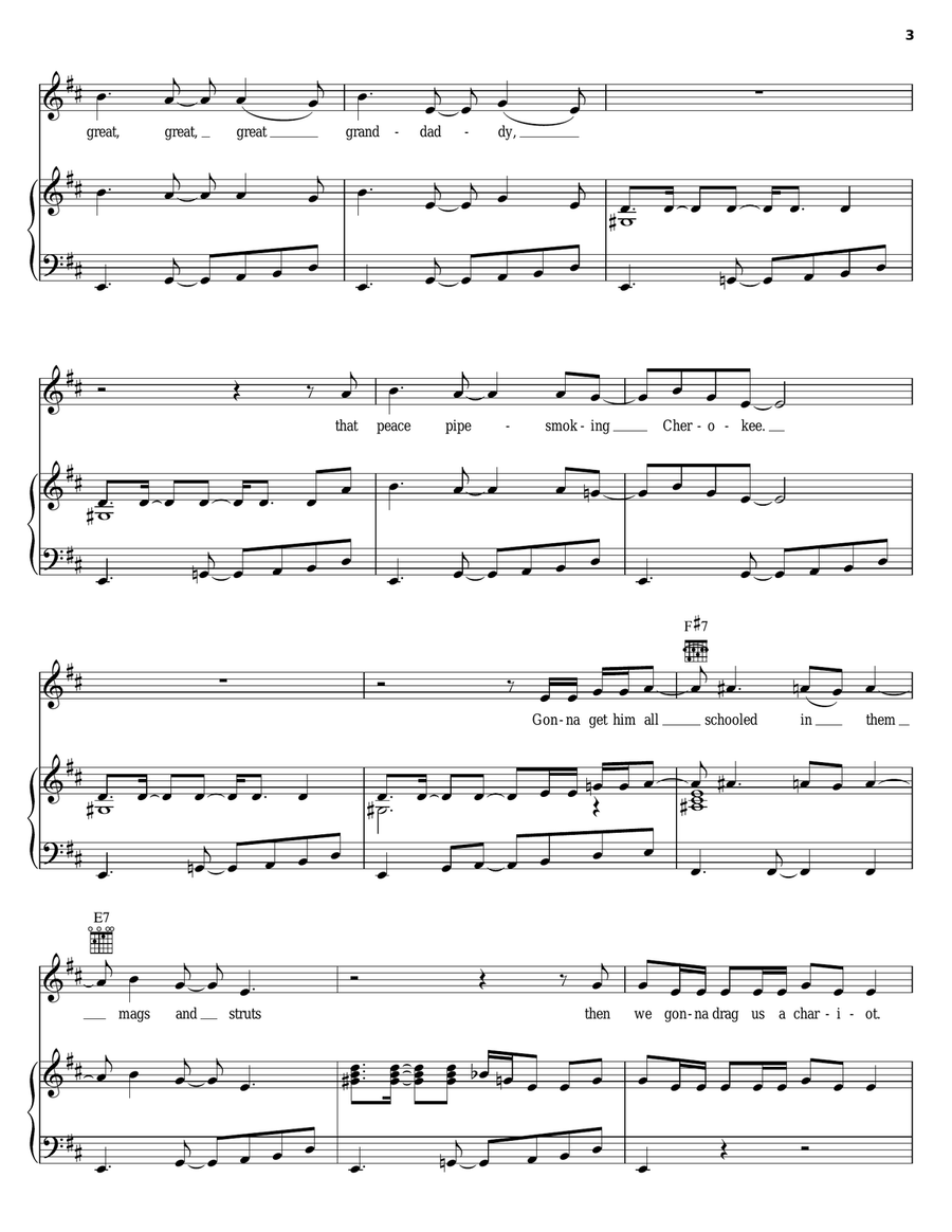 Chariot Chariot Piano, Vocal, Guitar scores gallery preview page 3
