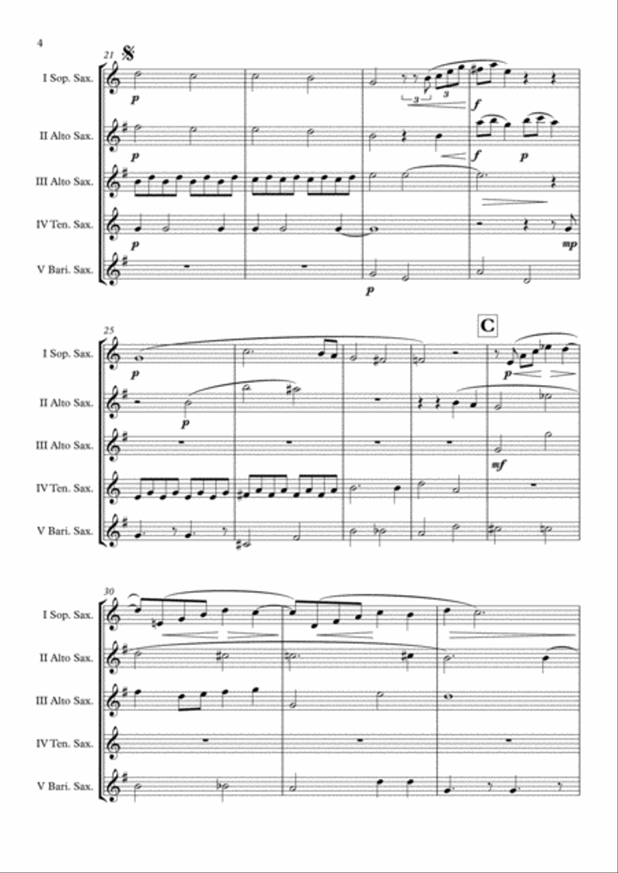 Over The Rainbow (from The Wizard Of Oz) Saxophone Quintet scores gallery preview page 5