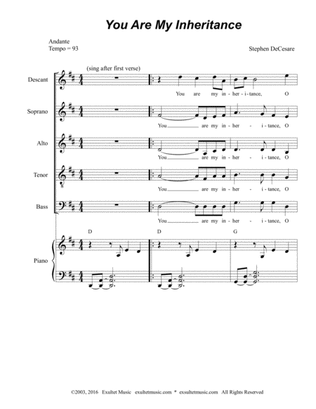 Book cover for You Are My Inheritance (Solo and SATB)