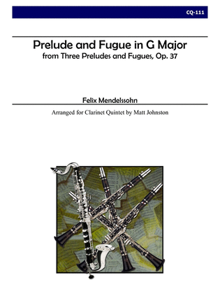 Book cover for Prelude and Fugue in G Major for Clarinet Quintet