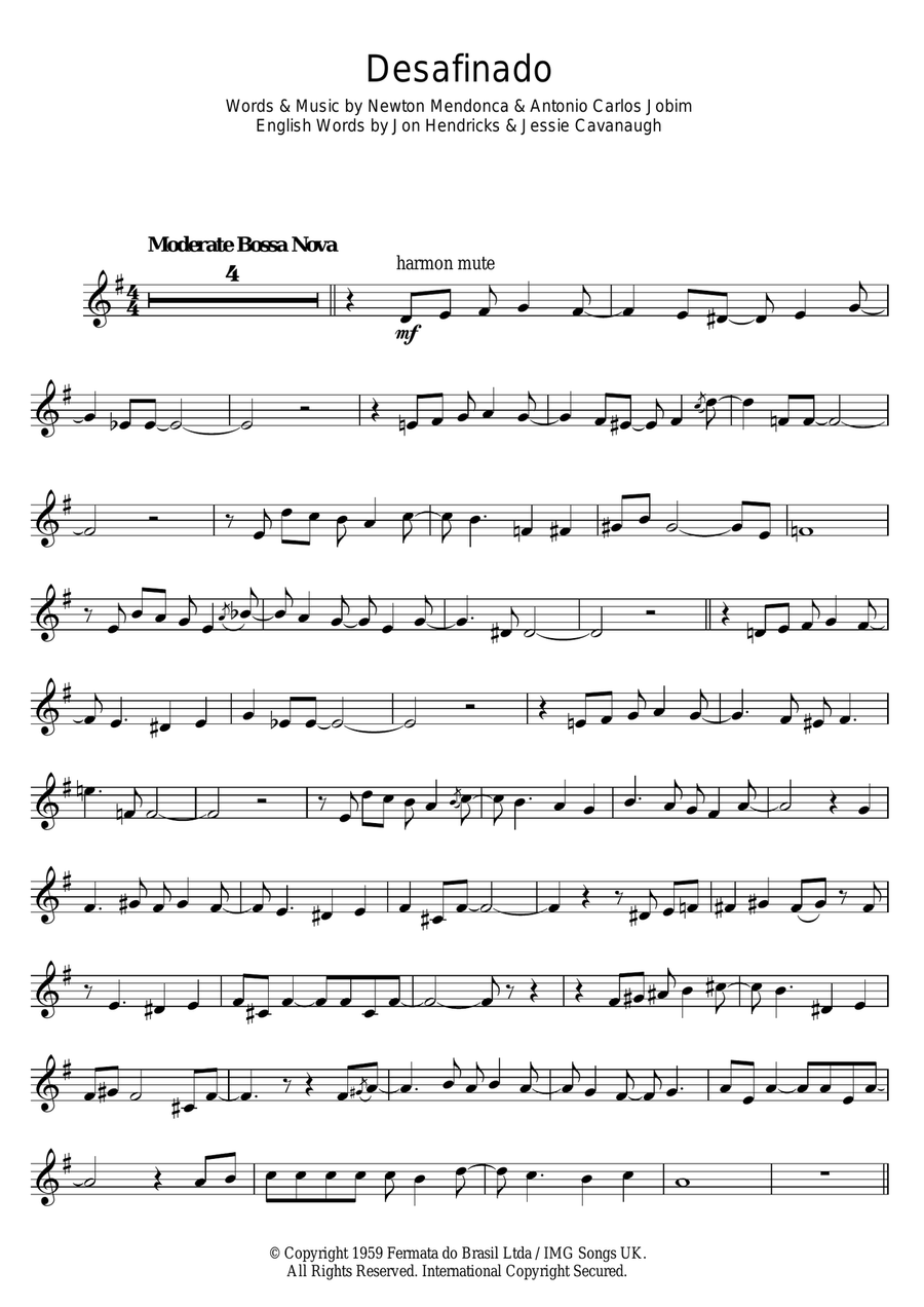 Desafinado (Slightly Out Of Tune) Trumpet Solo scores gallery preview page 1