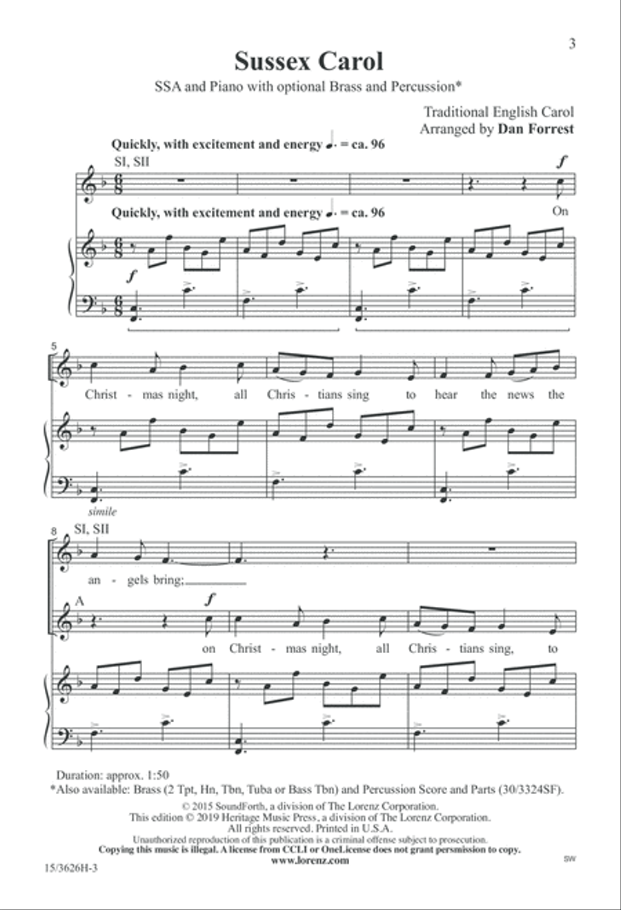 Sussex Carol SSA scores gallery preview page 3