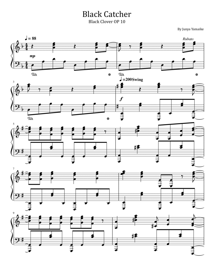 Black Catcher Piano Solo scores gallery preview page 1