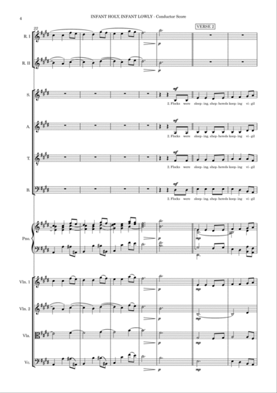 Infant Holy, Infant Lowly – SATB, Str. 4tet & Piano with flexible wind (in Concert E) image number null