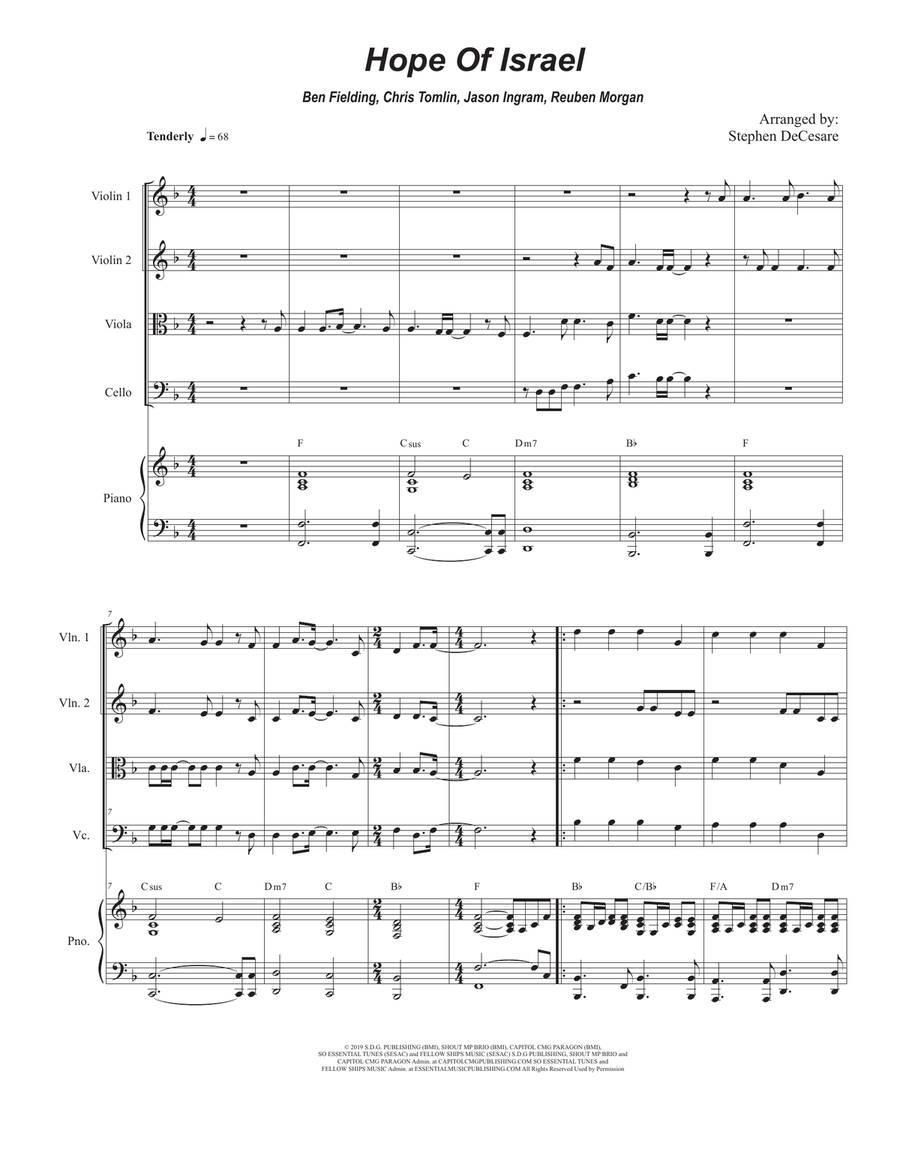 Hope Of Israel String Quartet scores gallery preview page 1