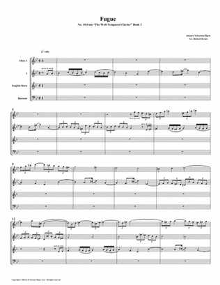 Fugue 10 from Well-Tempered Clavier, Book 2 (Double Reed Quartet)