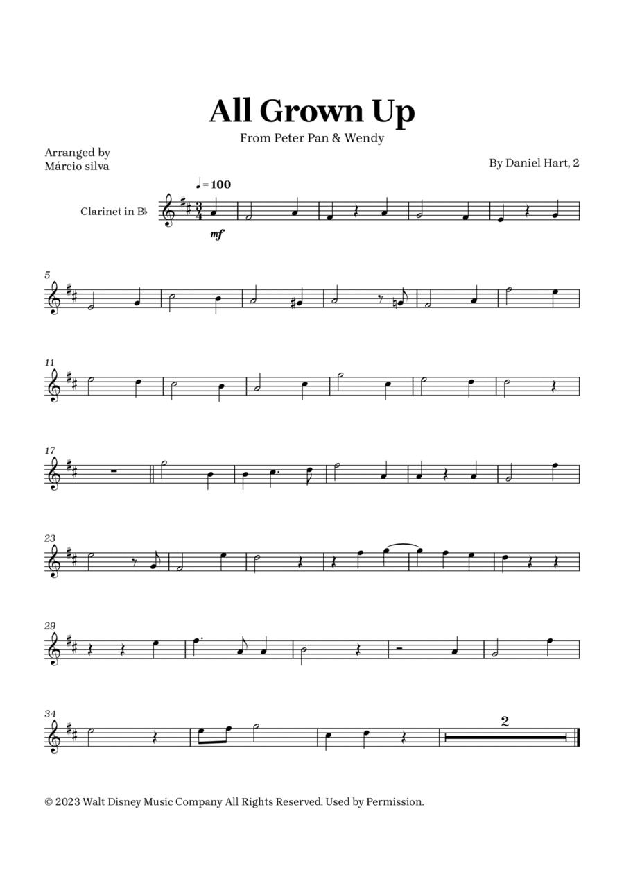All Grown Up B-Flat Clarinet scores gallery preview page 1
