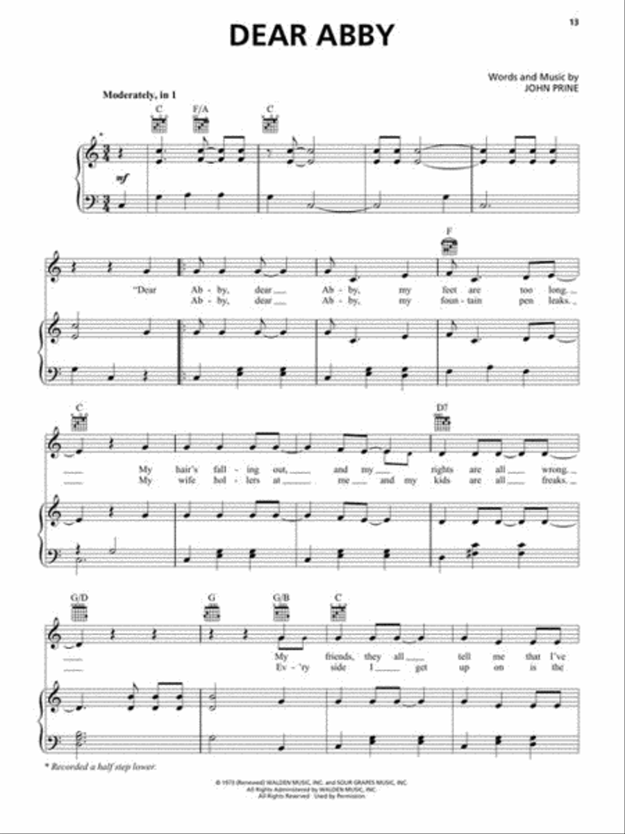 The John Prine Sheet Music Collection Piano, Vocal, Guitar scores gallery preview page 6