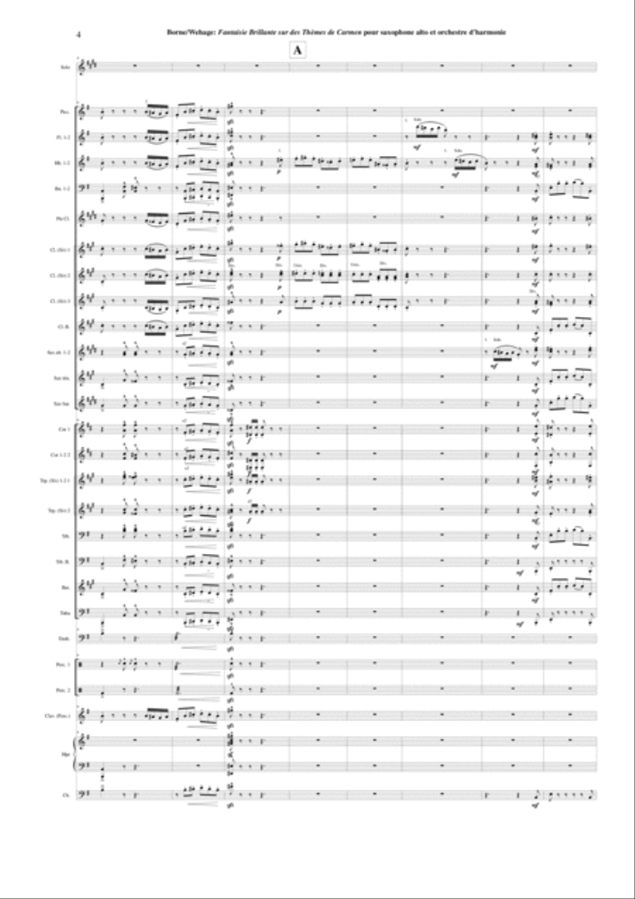 Fantaisie Brillante sur des Thèmes de Carmen for alto saxophone and concert band, score and solo par Concert Band scores gallery preview page 4