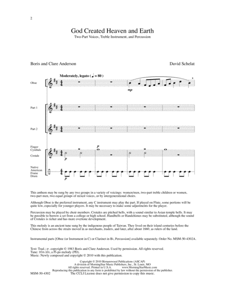 God Created Heaven and Earth (Choral Score) image number null