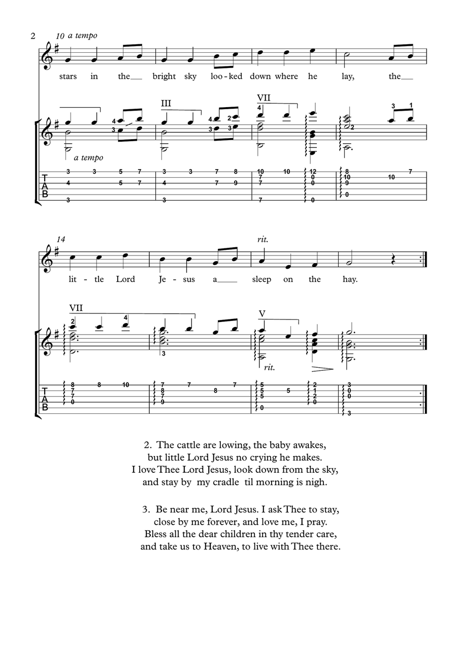 Away In A Manger Flute and Guitar duet Flute scores gallery preview page 2
