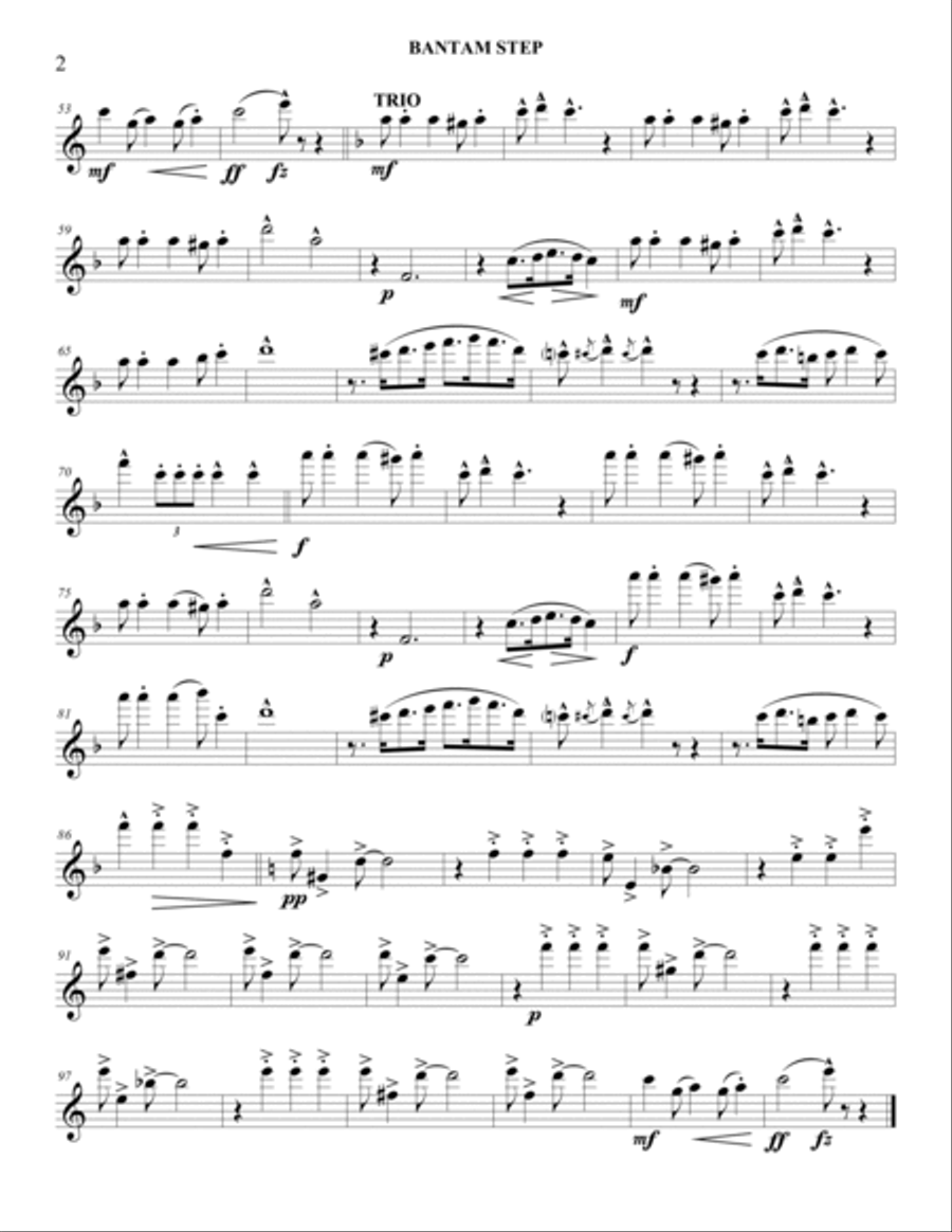 Harry Jentes: Bantam Step (Rag), 1916: for flute trio (3 flutes) Flute Trio scores gallery preview page 2