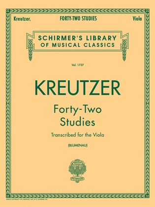 Book cover for 42 Studies Transcribed for the Viola
