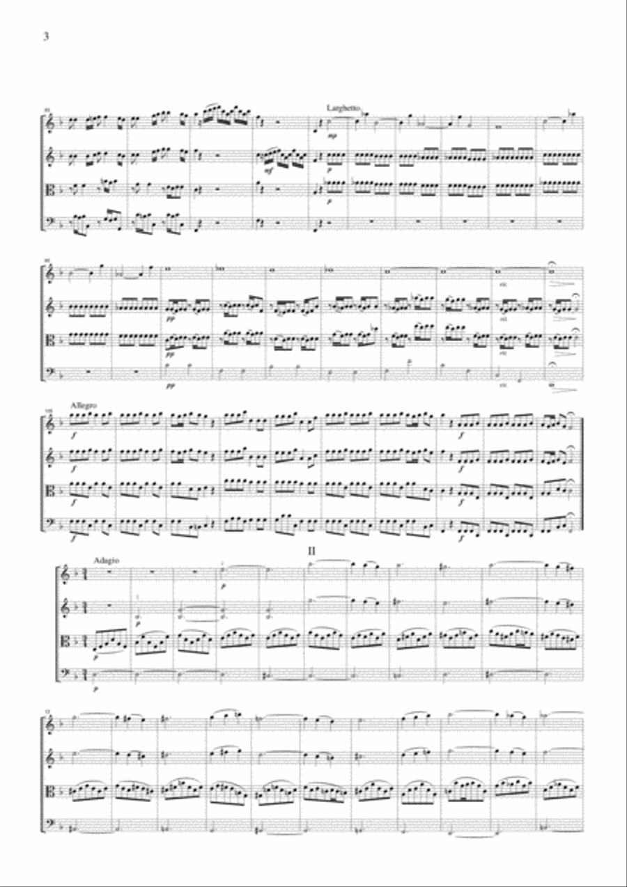 Vivaldi Autumn from the Four Seasons, all mvts., for string quartet, CV103 String Quartet scores gallery preview page 3