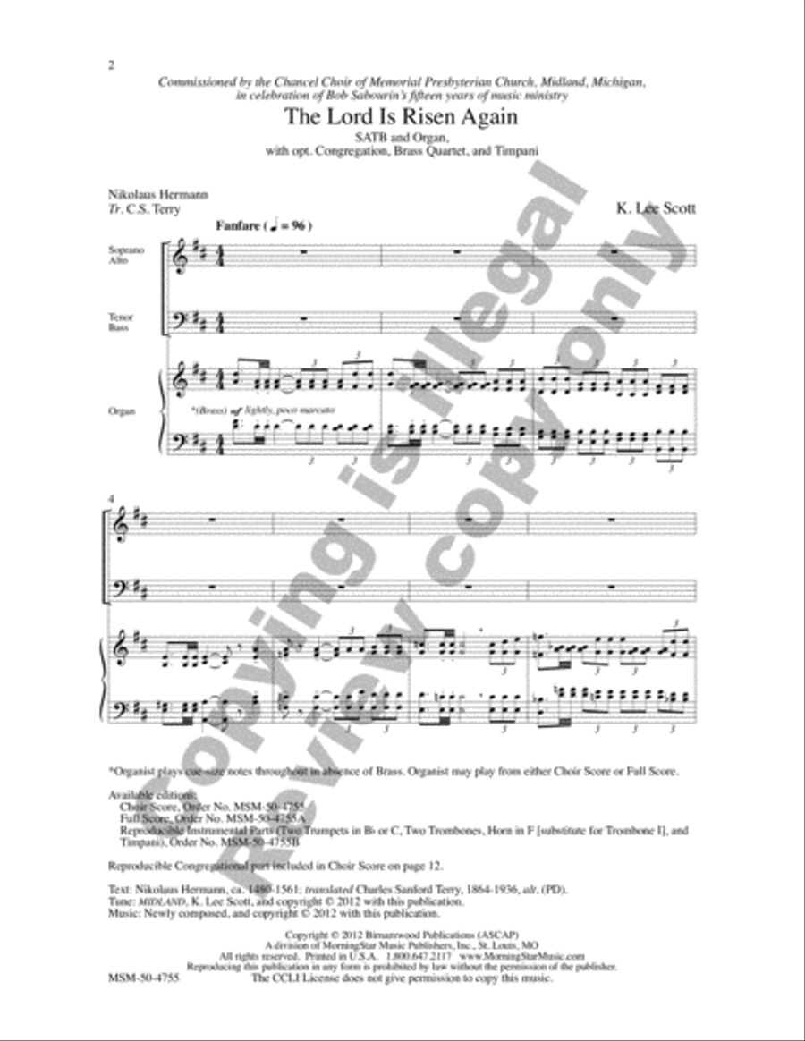 The Lord Is Risen Again (Choral Score) image number null