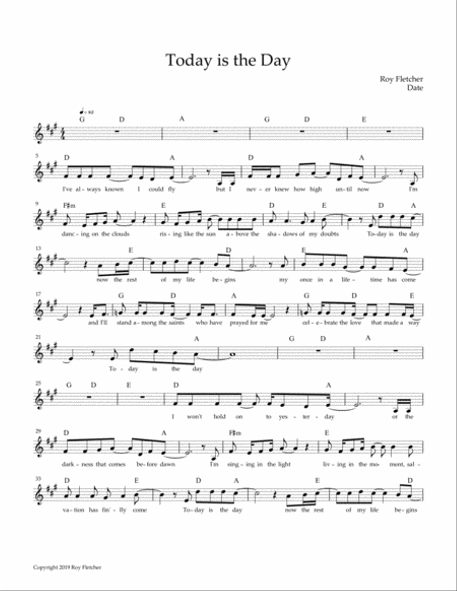 Today is the Day Today is the Day Voice Solo scores gallery preview page 1