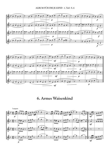 ALBUM FOR THE YOUNG - by R. Schumann - for Saxophone Quartet - part 1 by Robert Schumann Saxophone Quartet - Digital Sheet Music