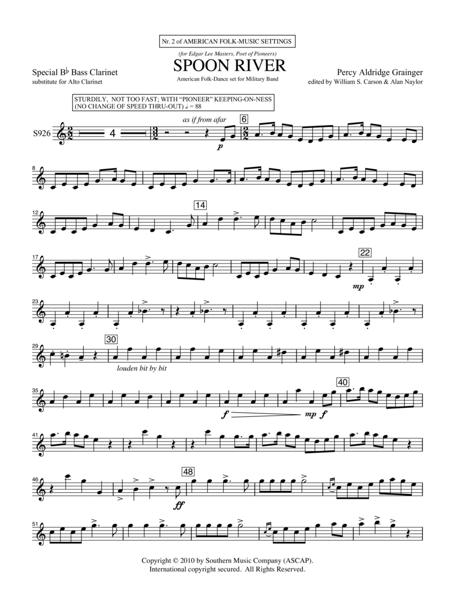 Spoon River - Bass Clarinet Concert Band scores gallery preview page 1