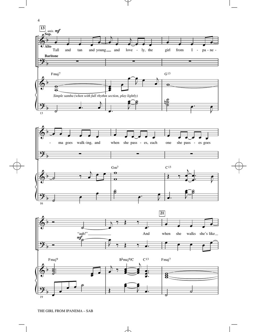 The Girl from Ipanema (Garôta de Ipanema) (arr. Paris Rutherford) 3-Part scores gallery preview page 2