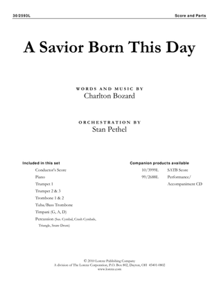 Book cover for A Savior Born This Day - Brass and Percussion Score and Parts