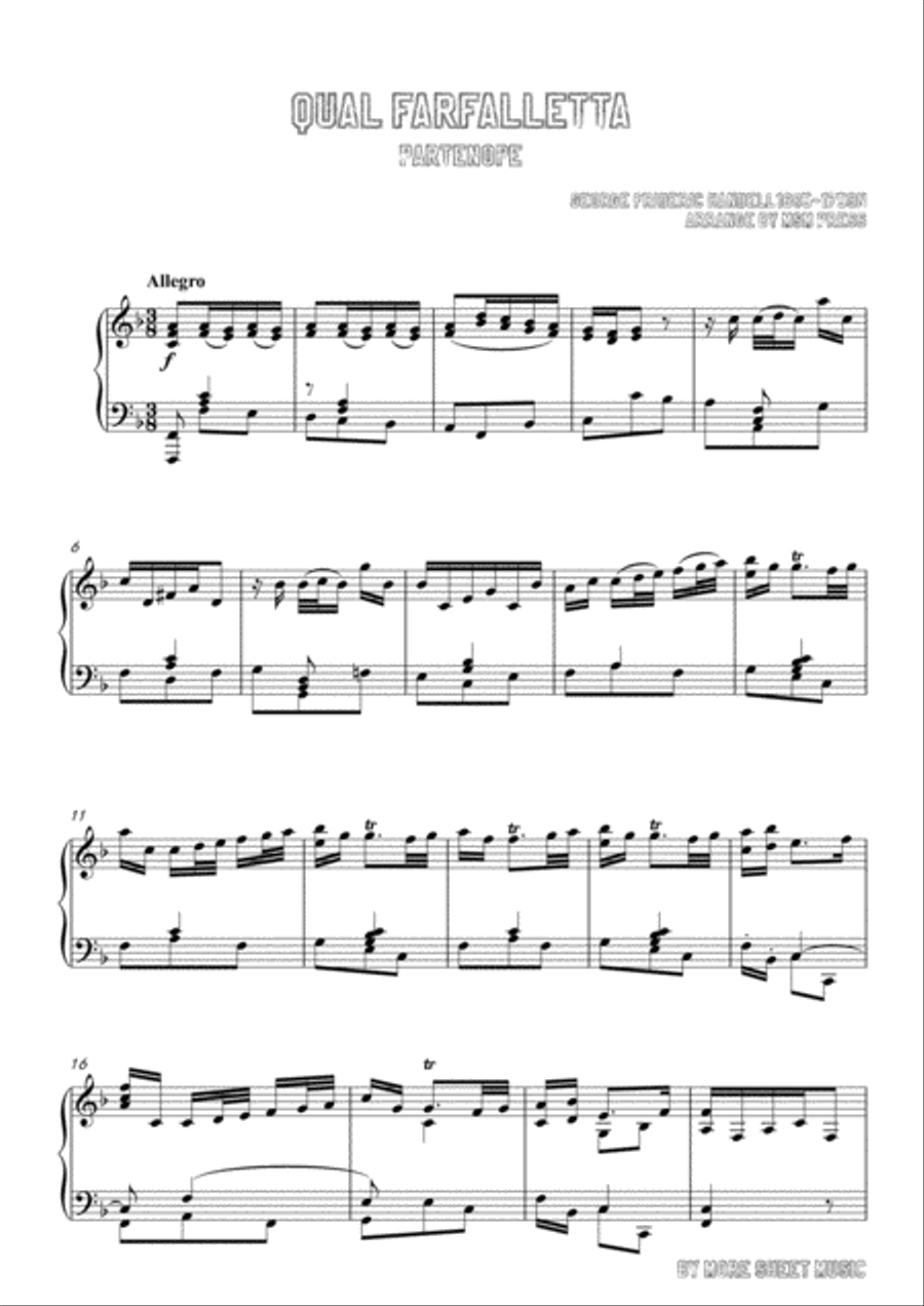 Handel-Qual farfalletta,for Flute and Piano Flute Solo scores gallery preview page 3