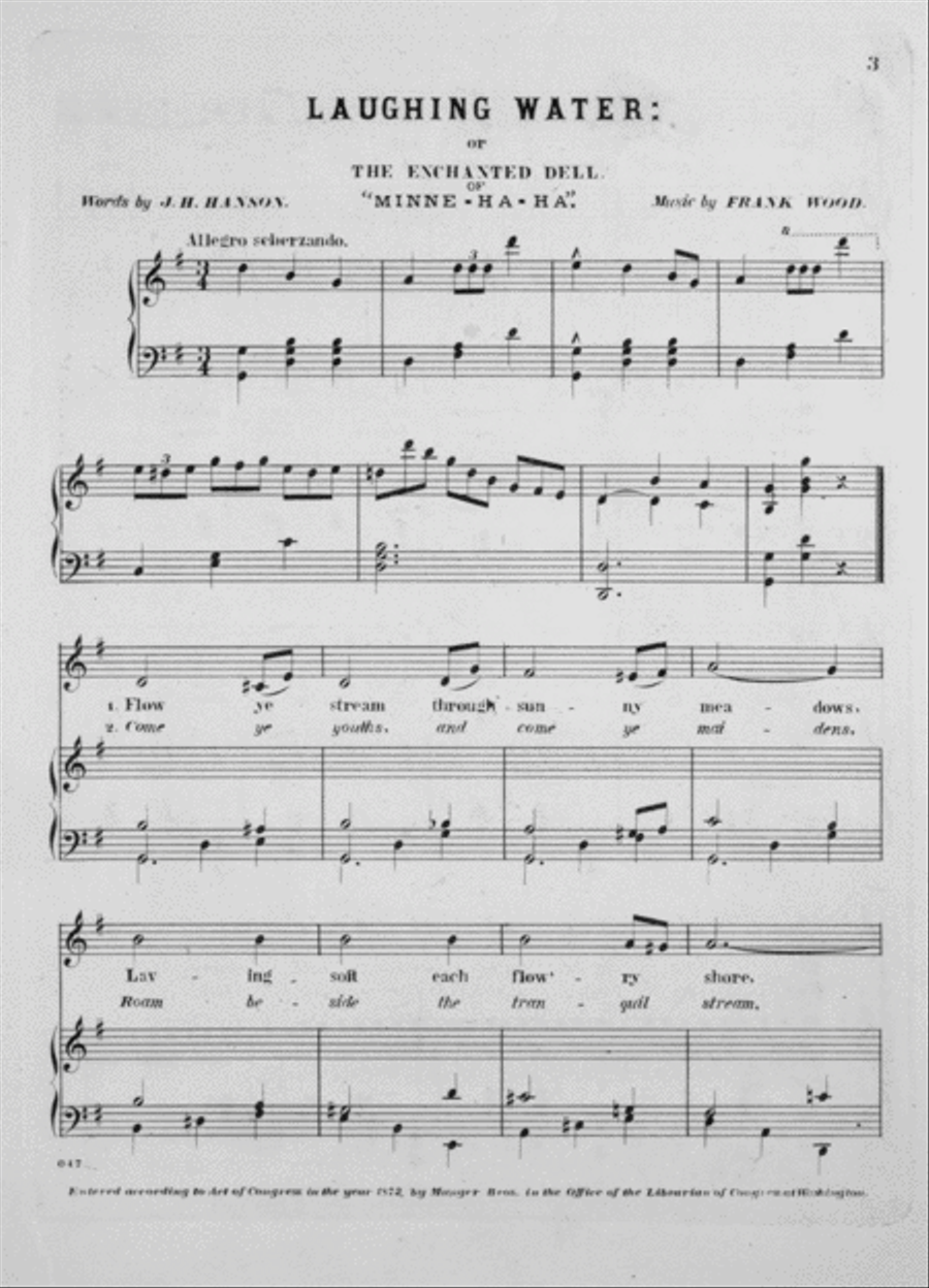 Laughing Water, or, The Enchanted Dell of Minnie-Ha-Ha. Song 4-Part scores gallery preview page 2