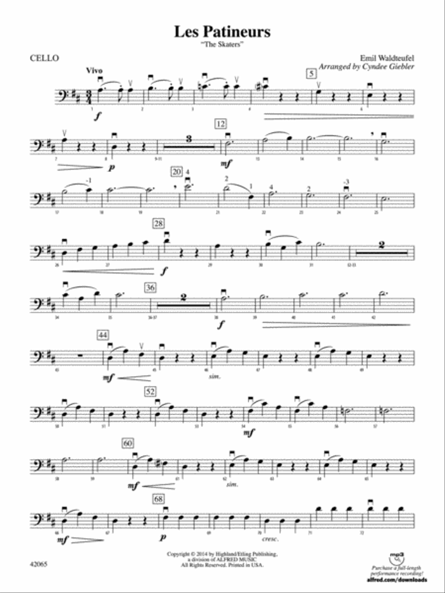 Les Patineurs: Cello String Orchestra scores gallery preview page 1