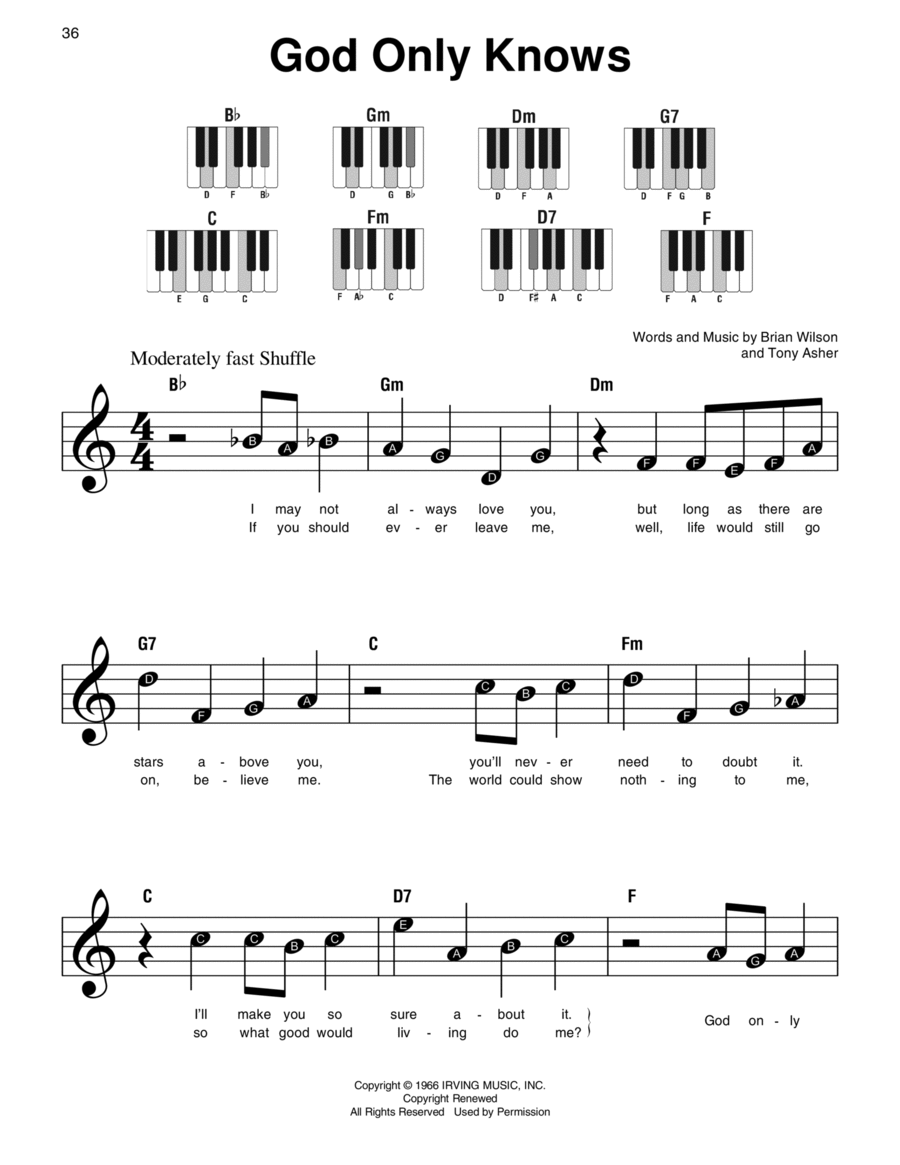 God Only Knows God Only Knows Easy Piano scores gallery preview page 1