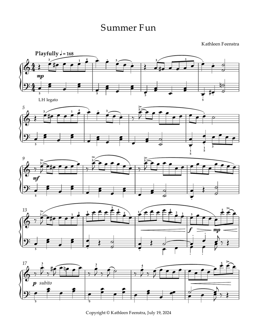 Summer Fun Piano Solo scores gallery preview page 2