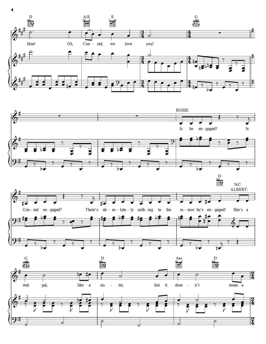 A Healthy, Normal American Boy (We Love You, Conrad) Piano, Vocal, Guitar scores gallery preview page 4