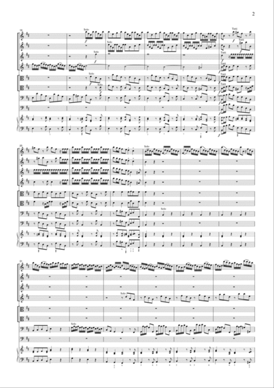Vivaldi Concerto for 4 Violins Op.3, No.10, for string orchestra, SV005 String Quartet scores gallery preview page 2