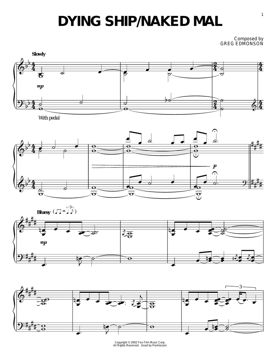 Dying Ship/Naked Mal Dying Ship/Naked Mal Piano Solo scores gallery preview page 1